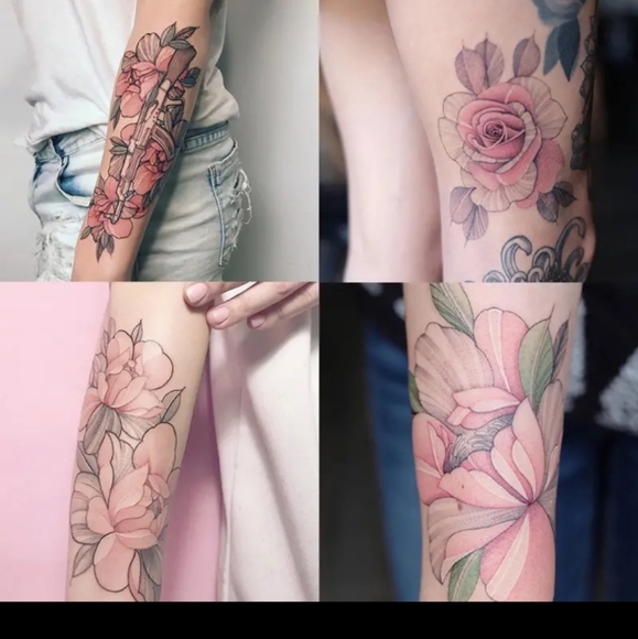 9 Pcs Flower Temporary Tattoo Beautiful Color Chest and Shoulder Tattoo - Picture 5 of 9